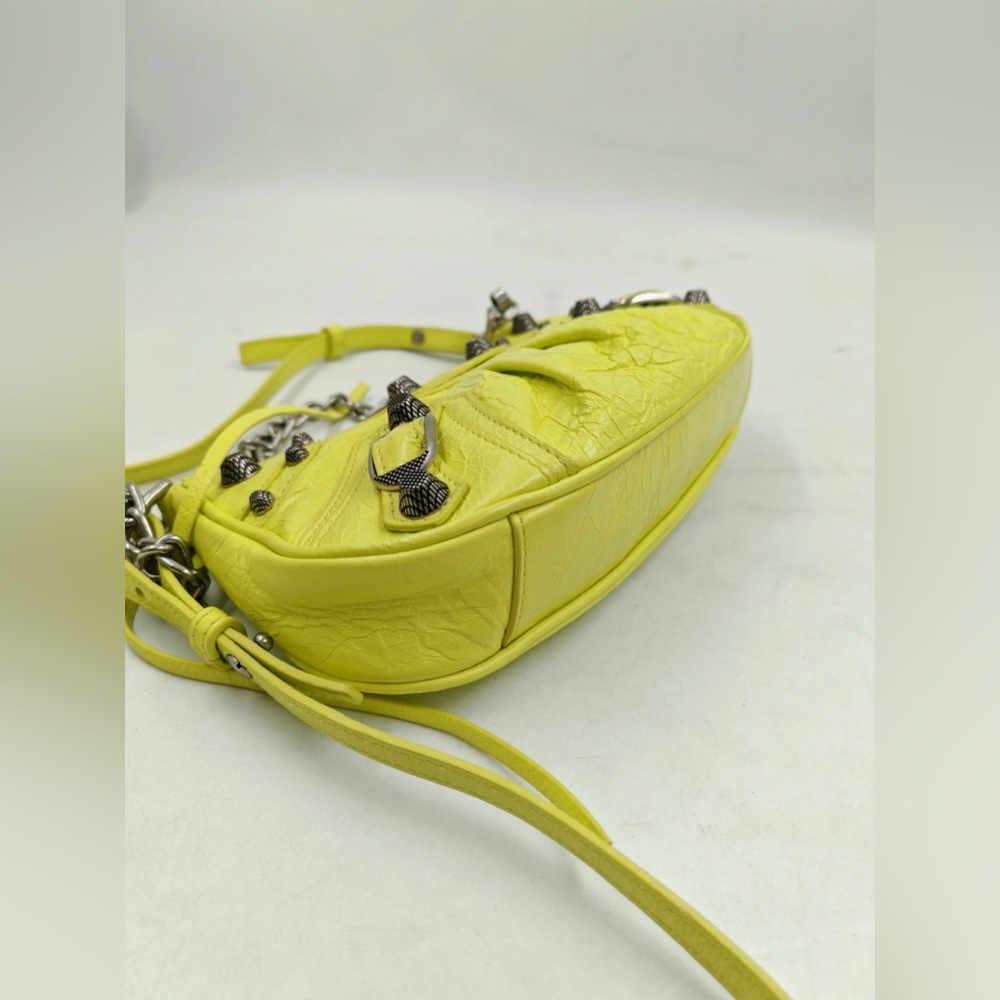 Authentic Balenciaga 2022 hot edition Fluo yellow le Cagole mini leather bag - Picture 3 of 14